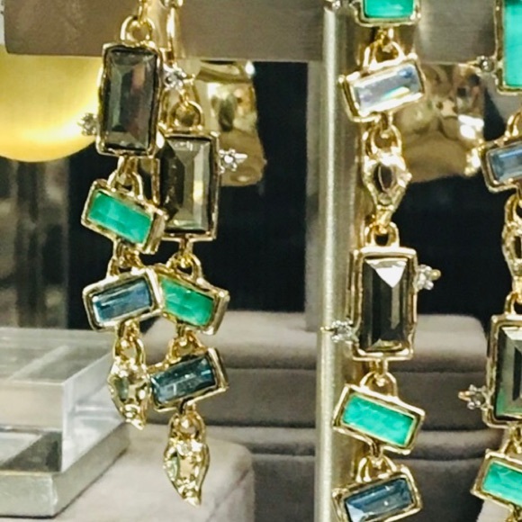 Alexis Bittar Molten Metal Multi Gemstone Malachite Dangling Earrings - Picture 3 of 15